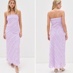 endless rose Strapless Ruffled Maxi Dress in Lilac Women's Size XL